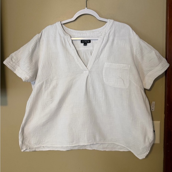 J.Crew Double Gauze Pop Over Blouse - Picture 2 of 8